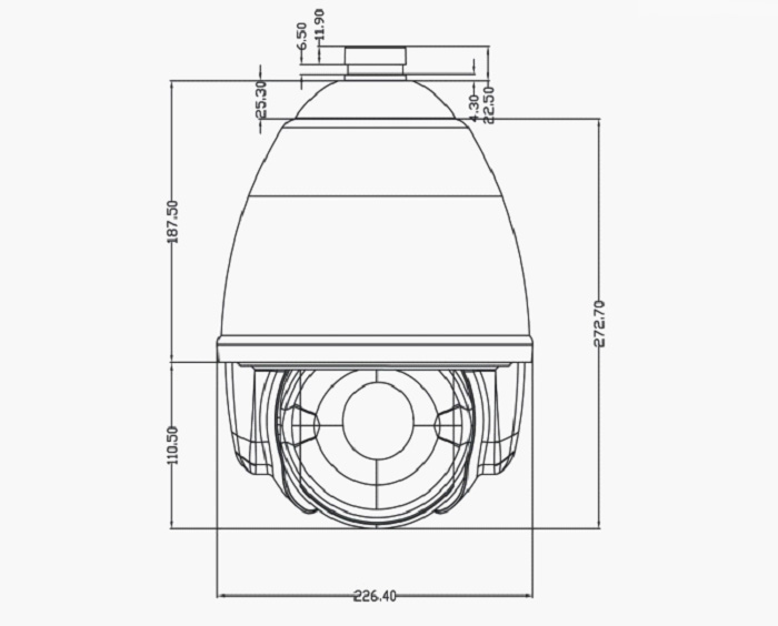 150米7寸阵列红外高速摄像球安装示意图
